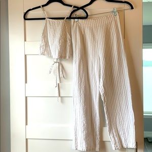 White pinstripe matching set
